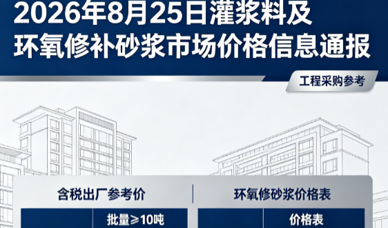 旬邑2026年8月25日灌浆料及环氧修补砂浆市场价格信息通报